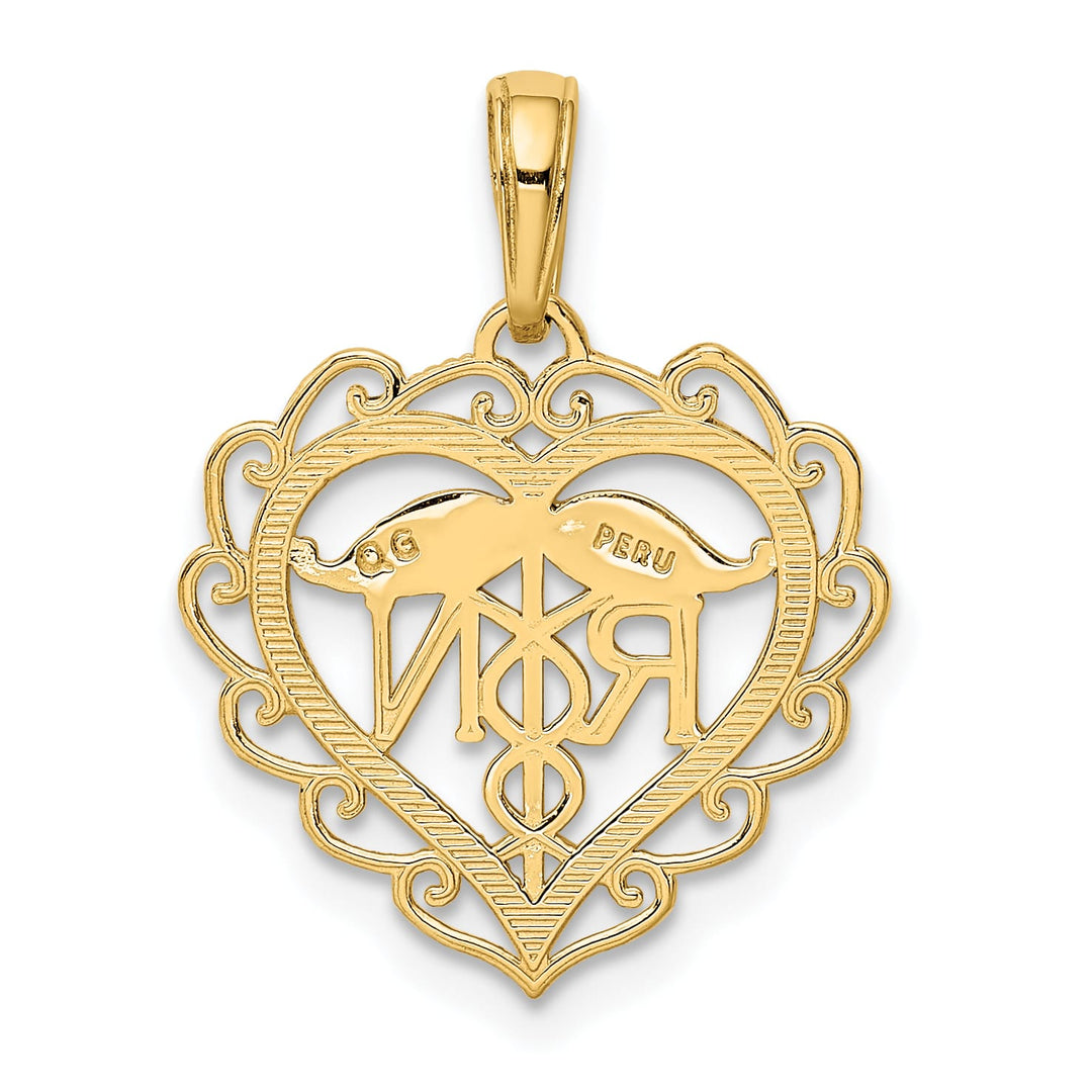 10K Yellow Gold Registered Nurse RN Heart Pendant