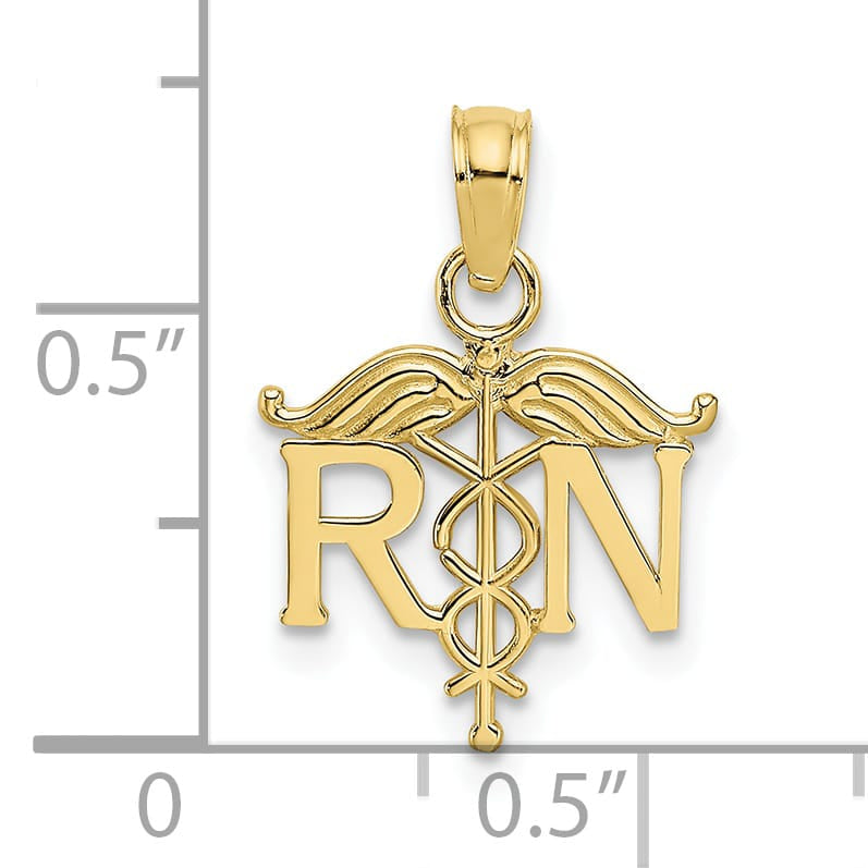 10K Yellow Gold Registered Nurse RN Pendant