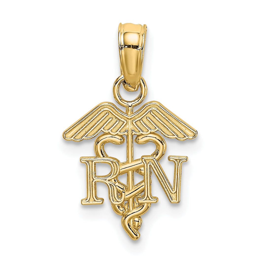 10K Yellow Gold RN Caduceus Pendant, 16.15mm