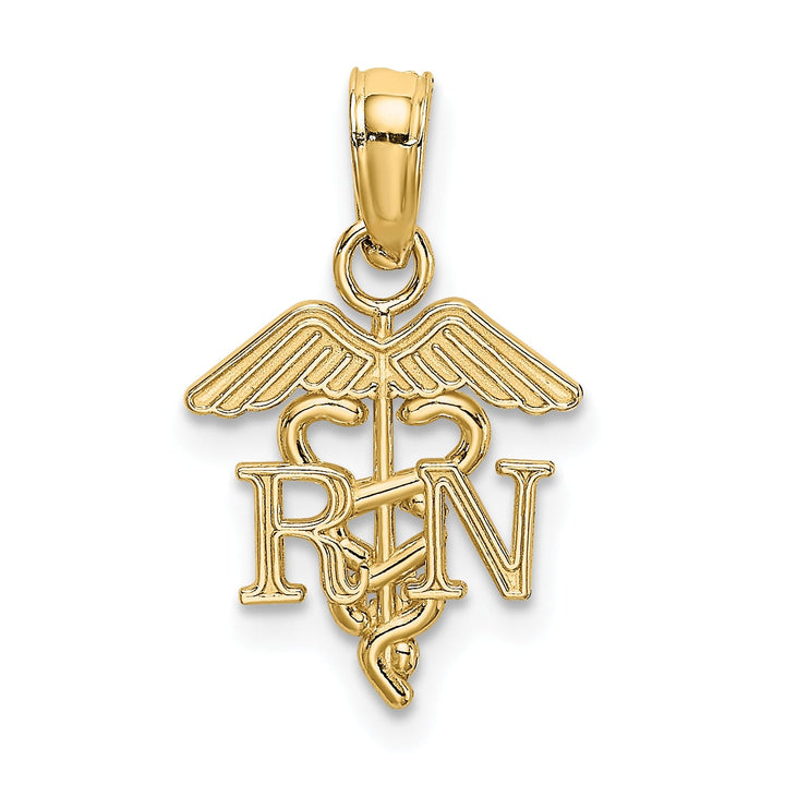 10K Yellow Gold RN Caduceus Pendant, 16.15mm
