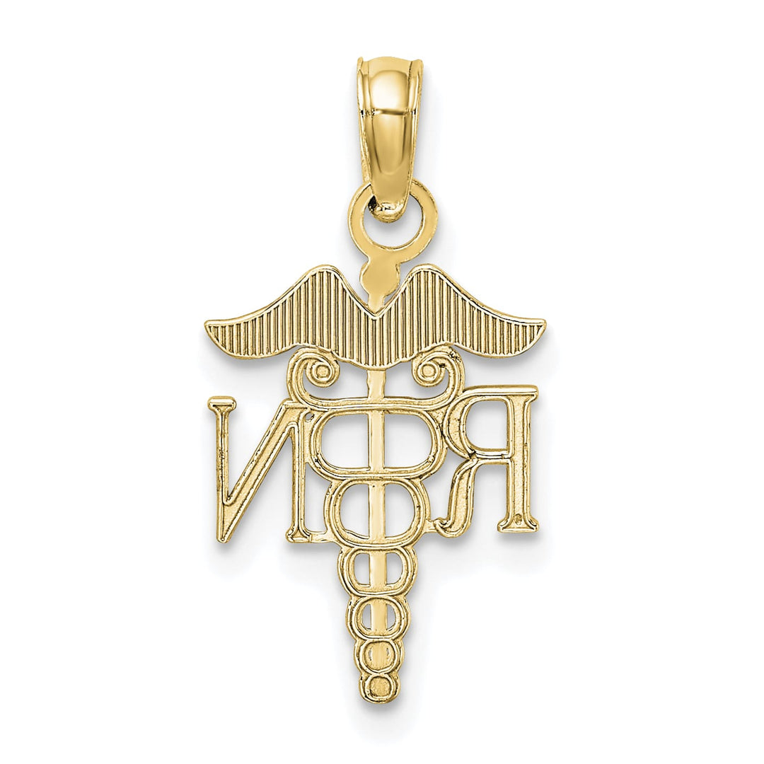 10K Yellow Gold RN Caduceus Pendant, 22.5mm