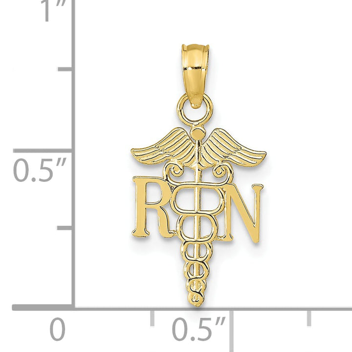 10K Yellow Gold RN Caduceus Pendant, 22.5mm