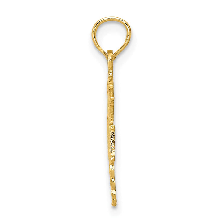 10K Yellow Gold RN Caduceus Pendant, 23mm