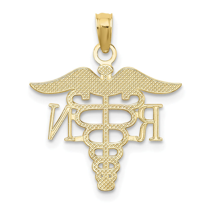10K Yellow Gold RN Caduceus Pendant, 25mm