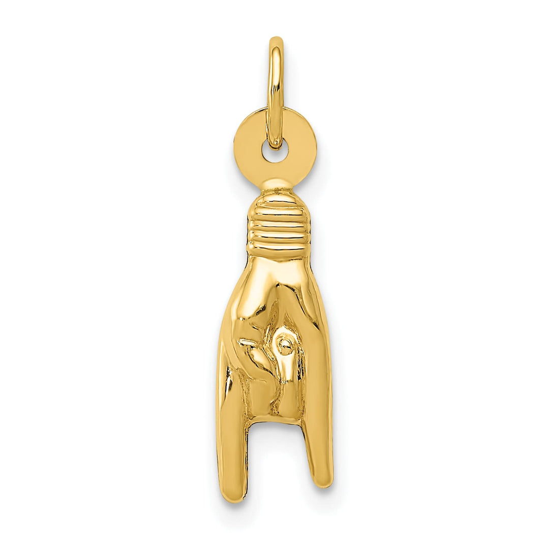 10K Yellow Gold Rock On Hand Sign Charm