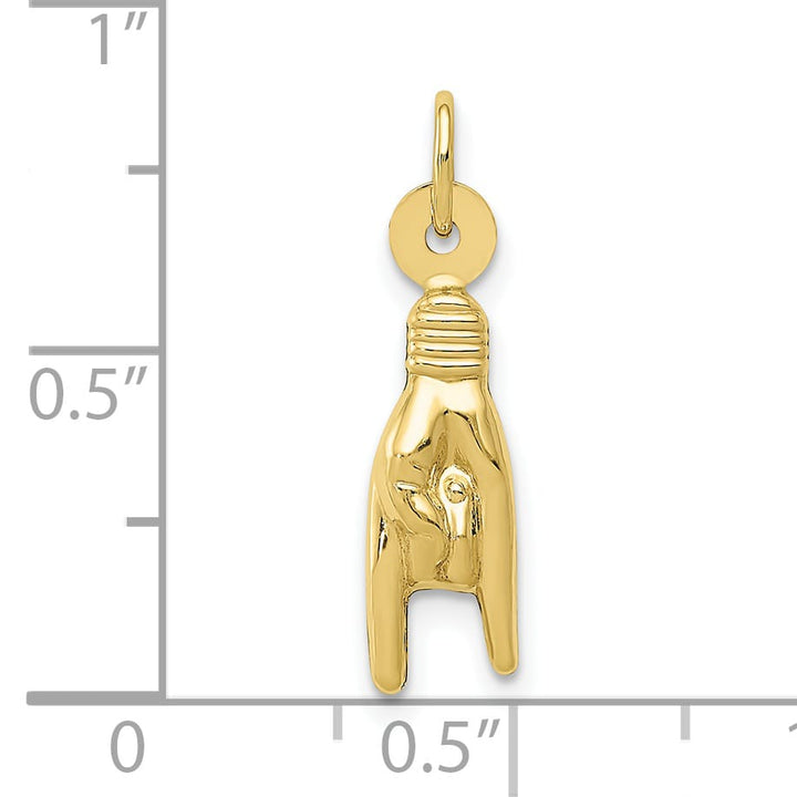 10K Yellow Gold Rock On Hand Sign Charm