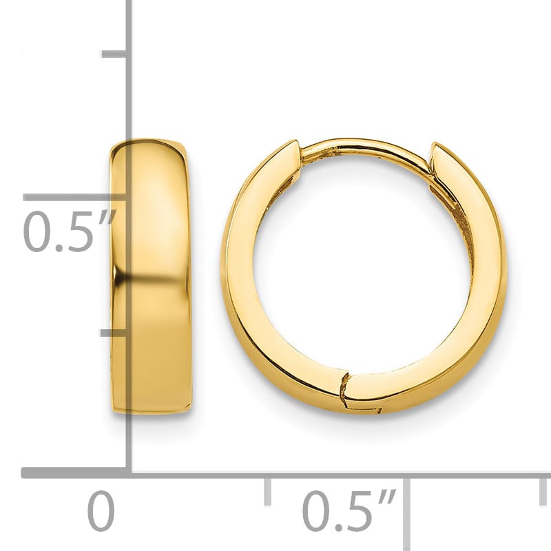 10k Yellow Gold Round Hinged Hoop Earrings, 12.8mm