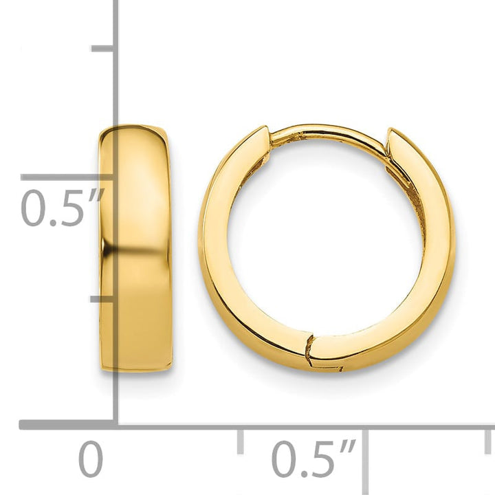 10k Yellow Gold Round Hinged Hoop Earrings, 12.8mm