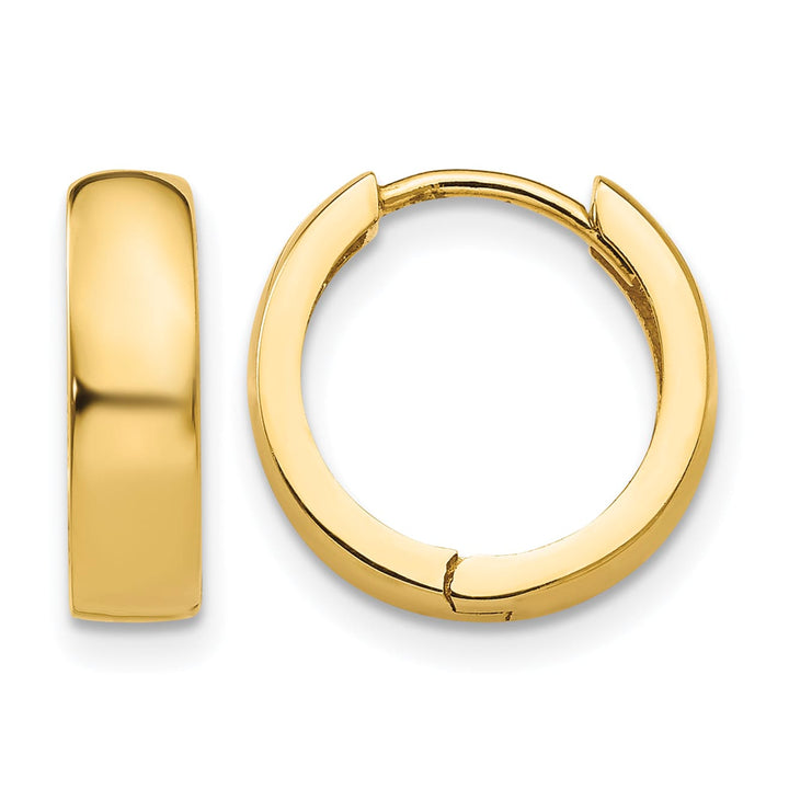 10k Yellow Gold Round Hinged Hoop Earrings, 12.8mm