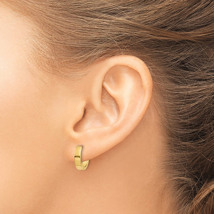 10k Yellow Gold Round Hinged Hoop Earrings, 13mm