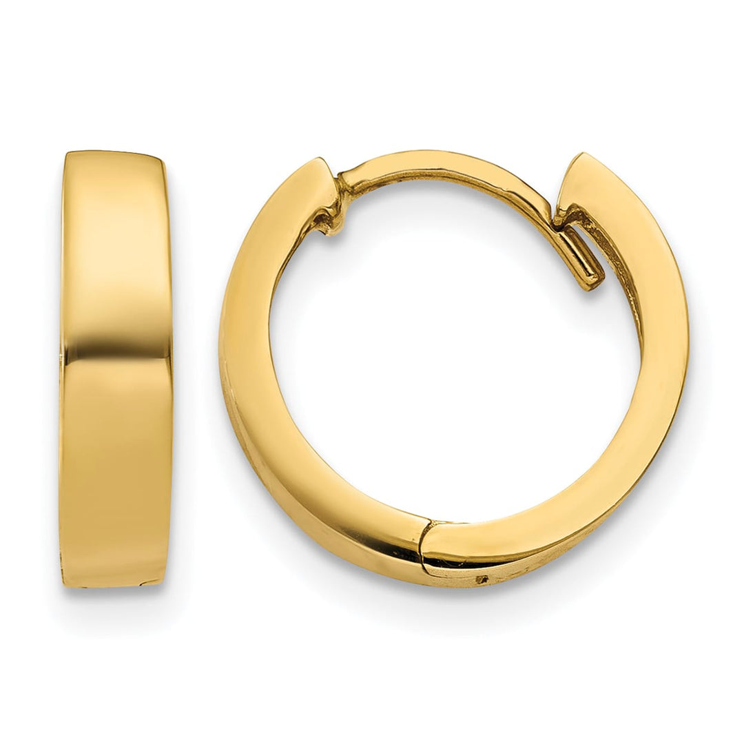 10k Yellow Gold Round Hinged Hoop Earrings, 13mm