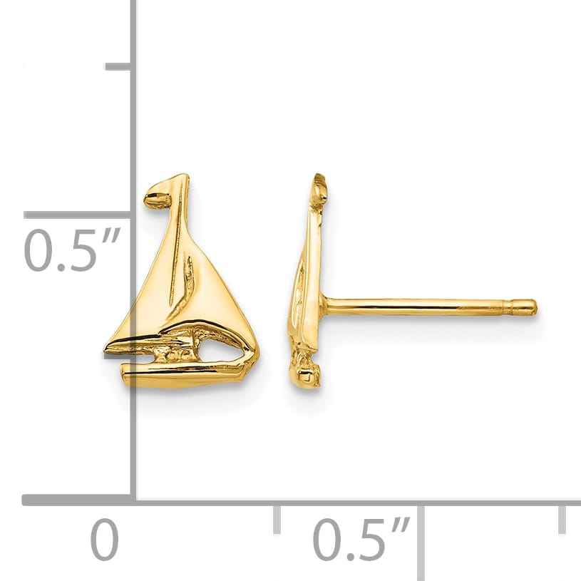 10k Yellow Gold Sailboat Post Earrings