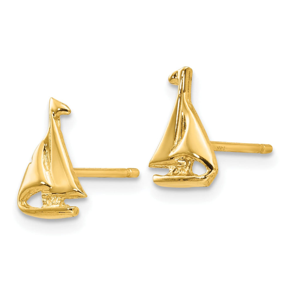 10k Yellow Gold Sailboat Post Earrings