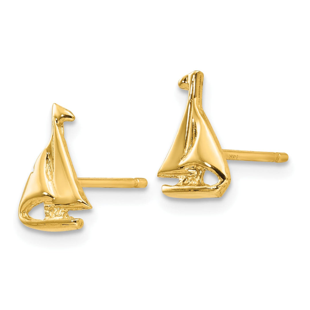 10k Yellow Gold Sailboat Post Earrings