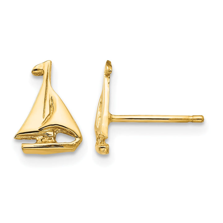 10k Yellow Gold Sailboat Post Earrings