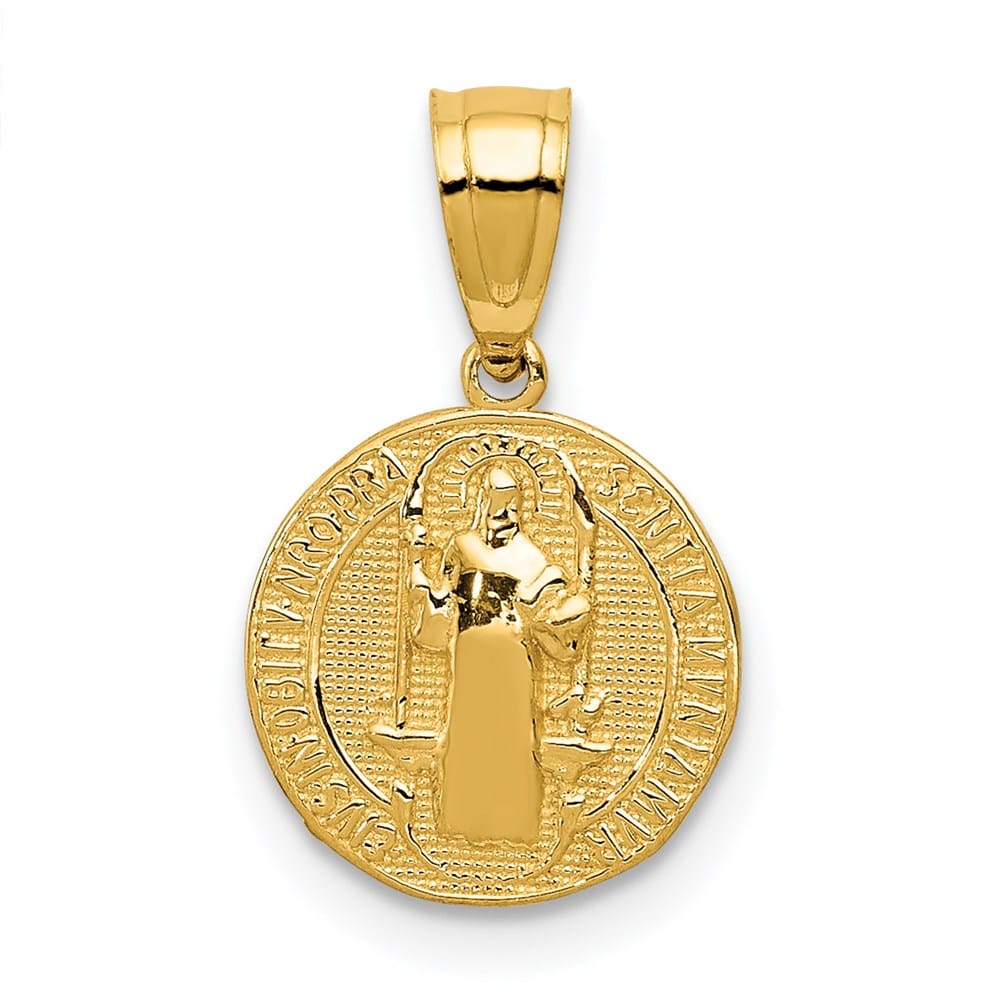 10K Yellow Gold San Benito 2 Sided Round Small Pendant