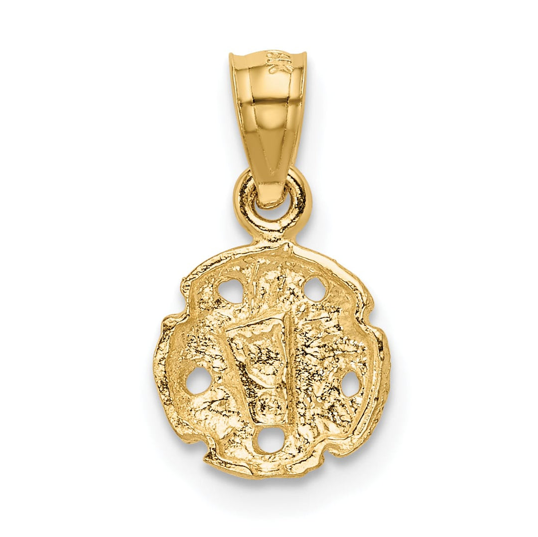 10K Yellow Gold Sand Dollar Pendant, 15mm