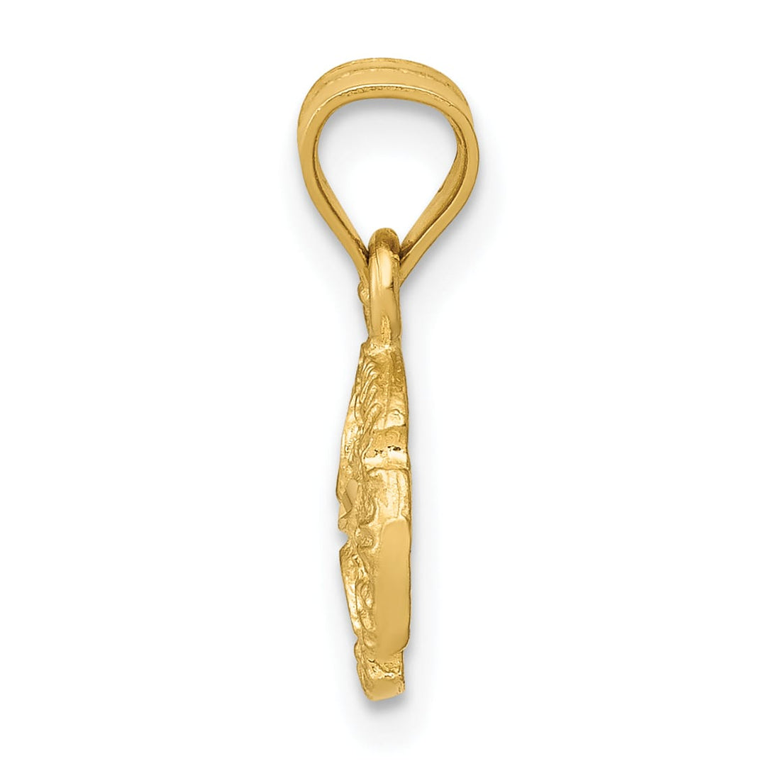 10K Yellow Gold Sand Dollar Pendant, 15mm