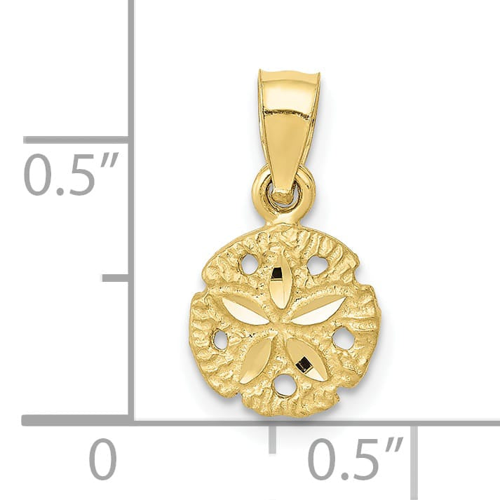 10K Yellow Gold Sand Dollar Pendant, 15mm