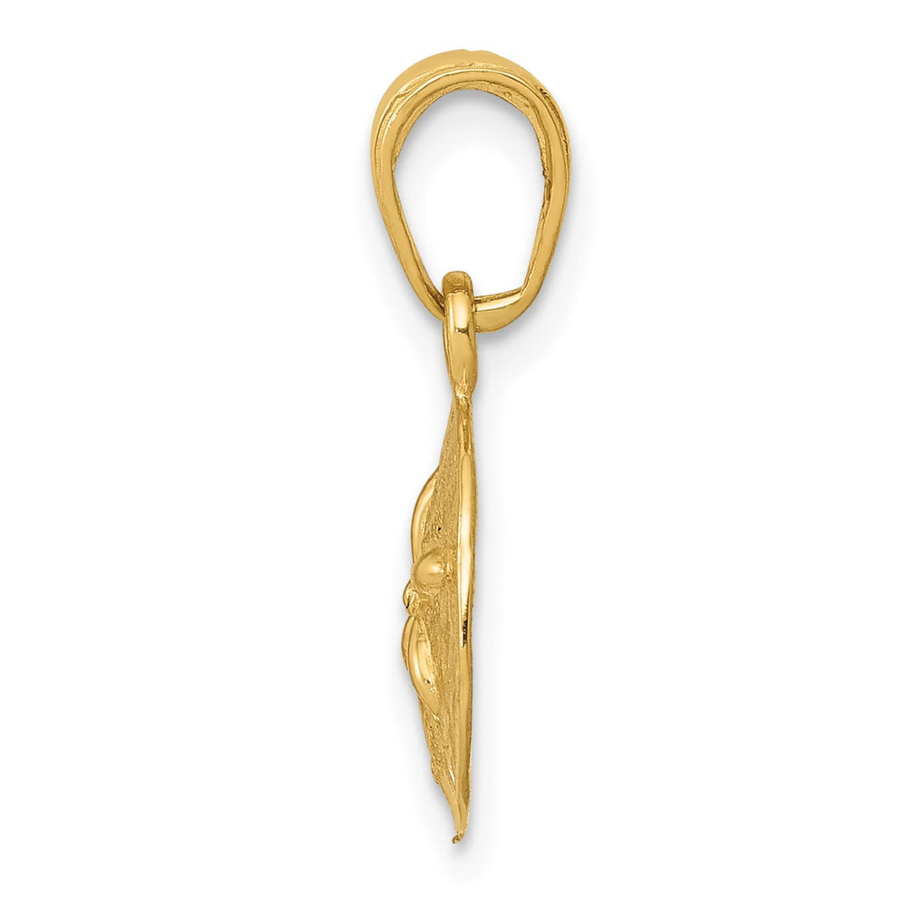10K Yellow Gold Sand Dollar Pendant, 19mm