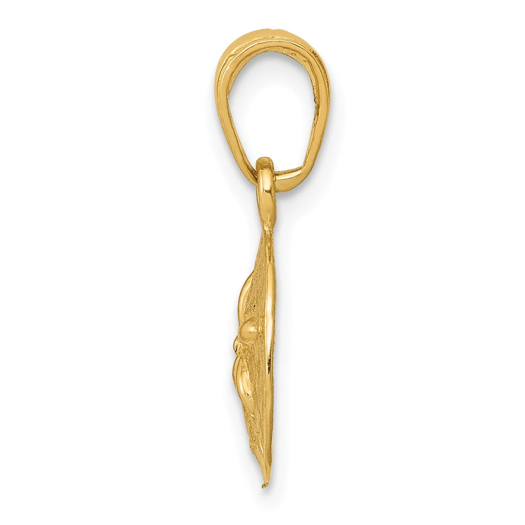 10K Yellow Gold Sand Dollar Pendant, 19mm
