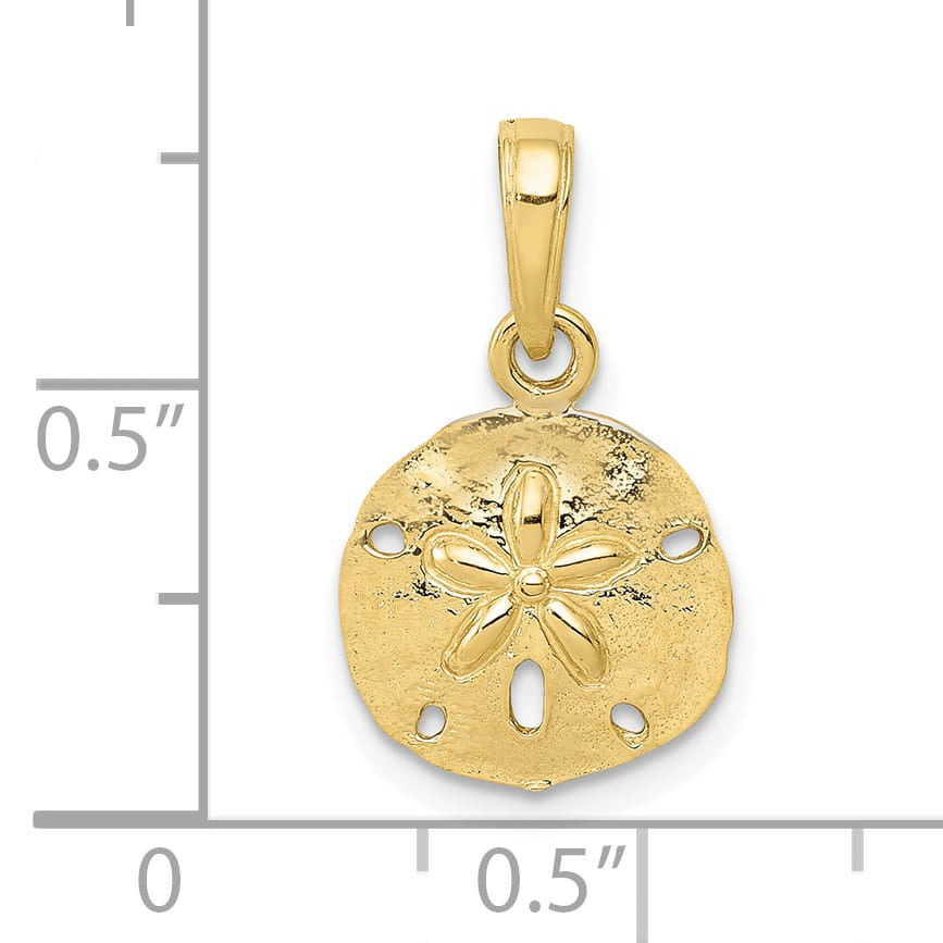 10K Yellow Gold Sand Dollar Pendant, 19mm