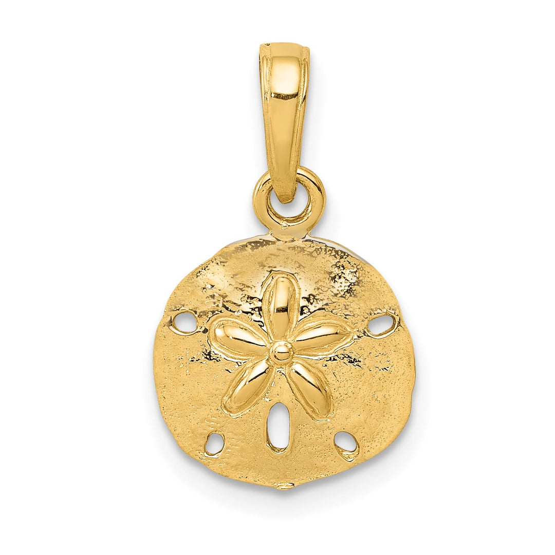 10K Yellow Gold Sand Dollar Pendant, 19mm