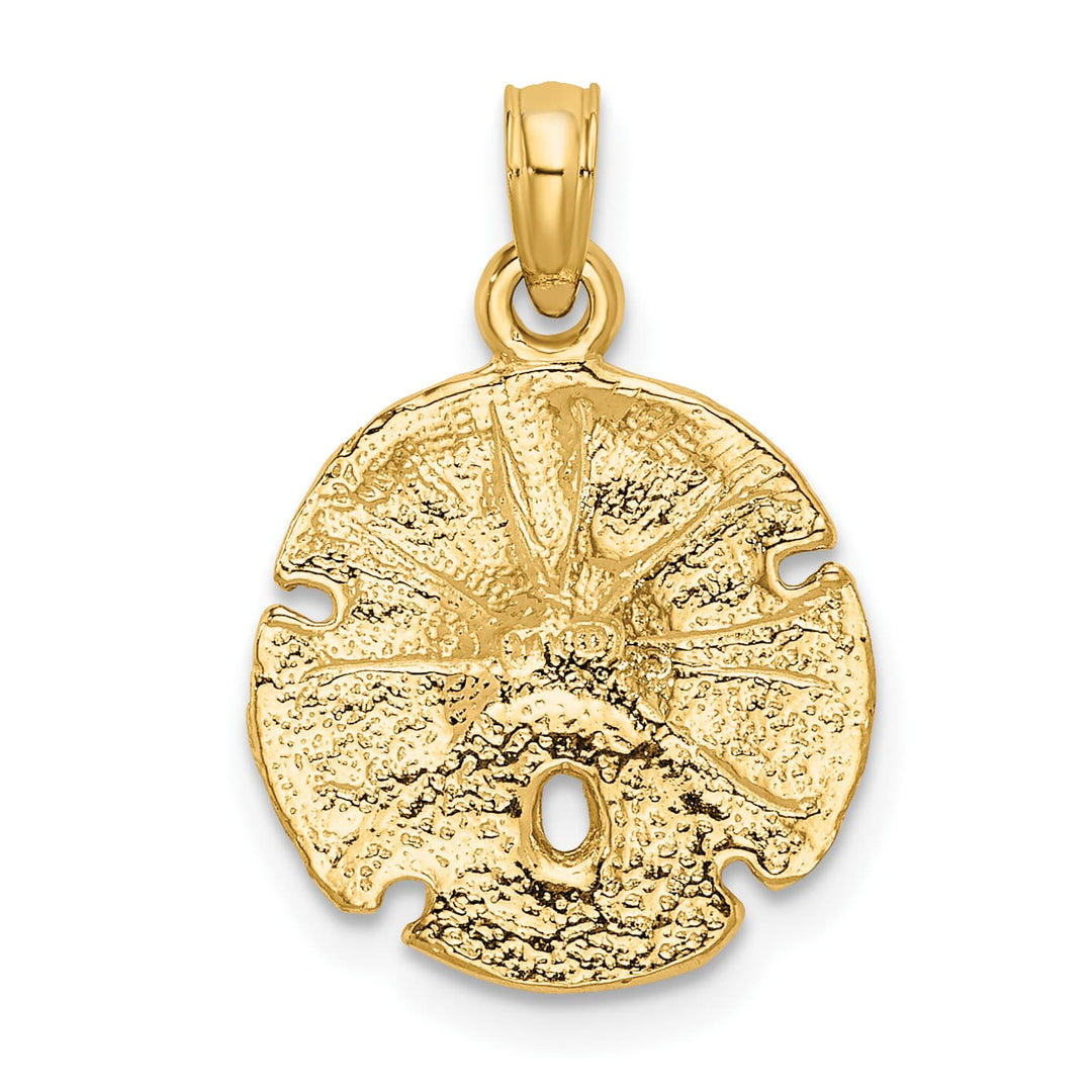 10K Yellow Gold Sand Dollar Pendant, 21mm