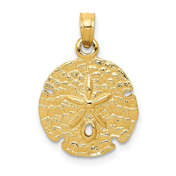 10K Yellow Gold Sand Dollar Pendant, 21mm