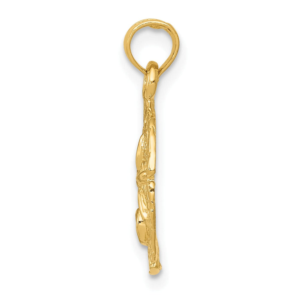 10K Yellow Gold Sand Dollar Pendant, 21mm