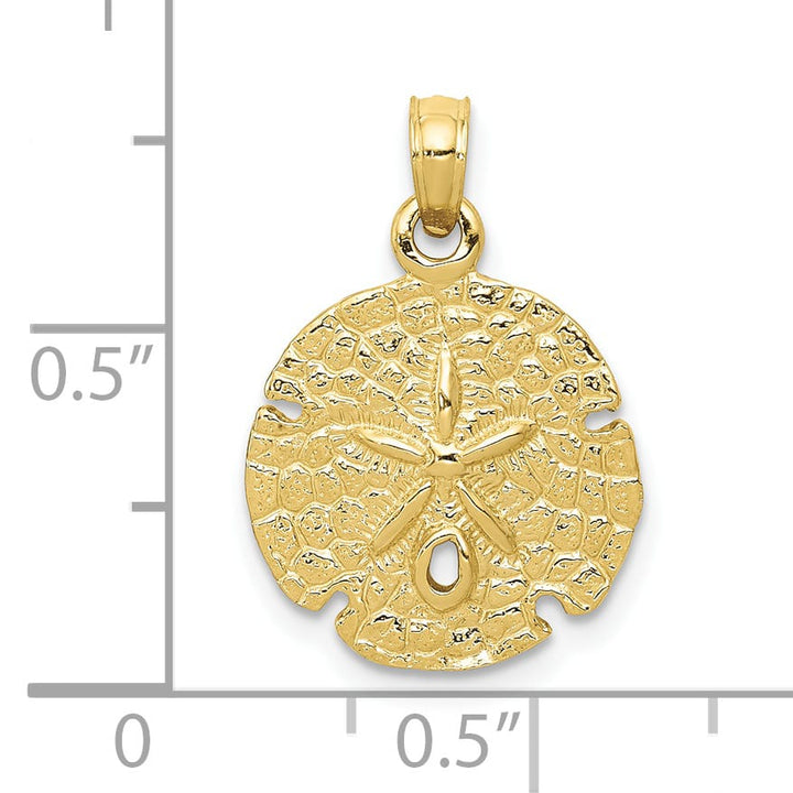 10K Yellow Gold Sand Dollar Pendant, 21mm