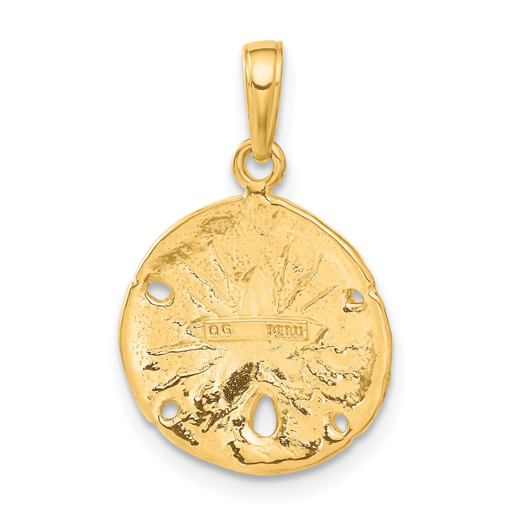 10K Yellow Gold Sand Dollar Pendant, 24mm