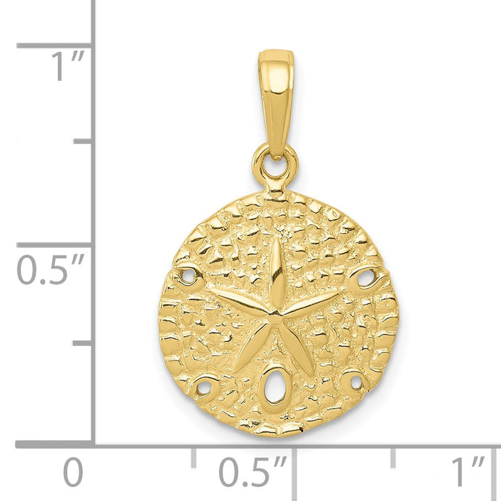 10K Yellow Gold Sand Dollar Pendant, 24mm