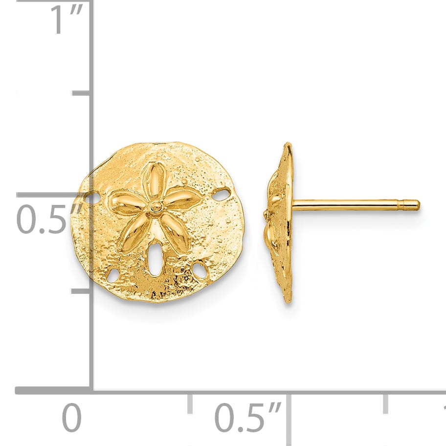 10k Yellow Gold Sand Dollar Post Earrings