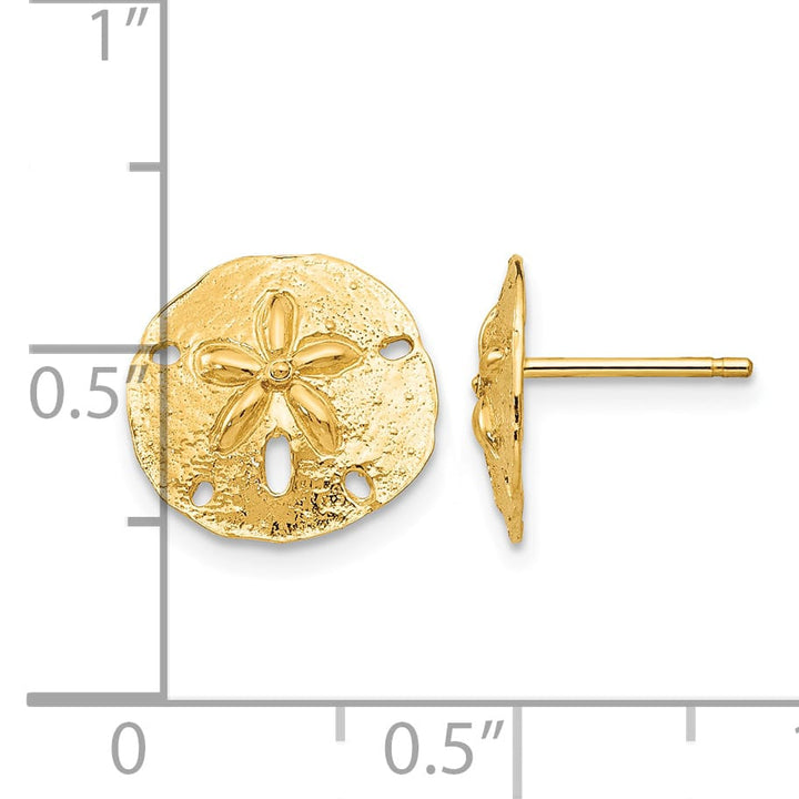 10k Yellow Gold Sand Dollar Post Earrings