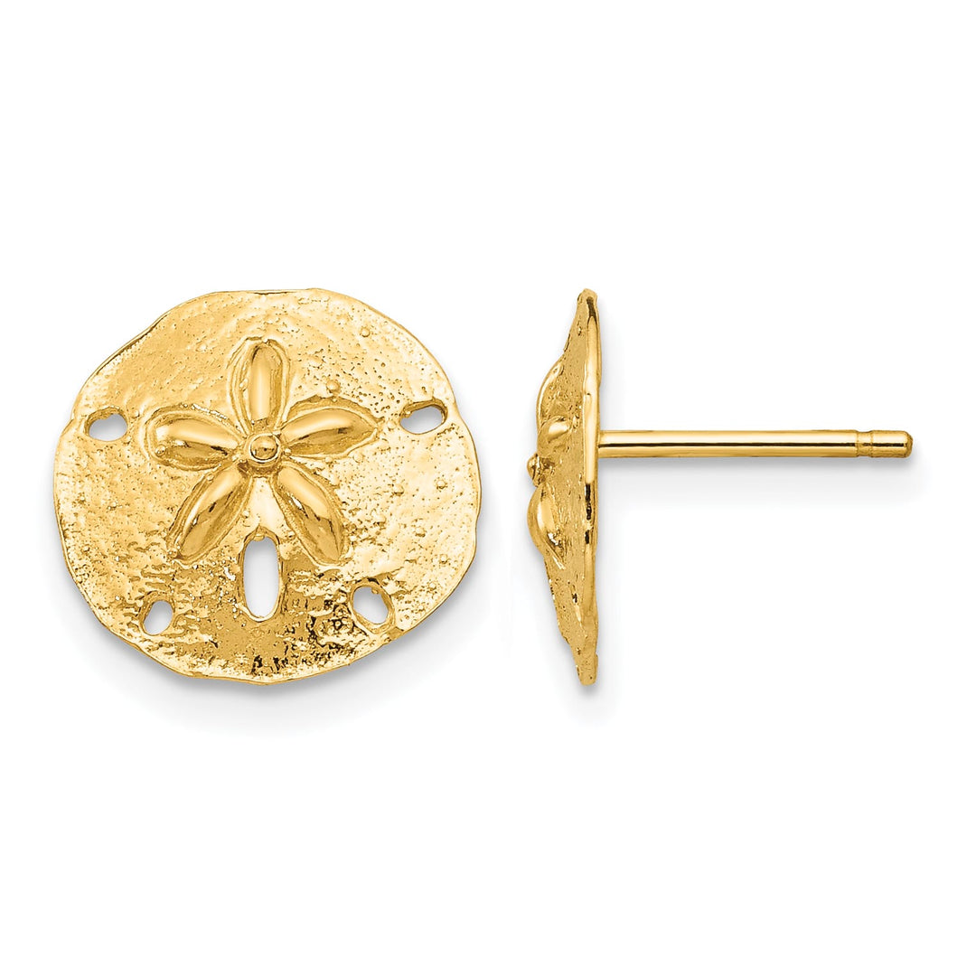 10k Yellow Gold Sand Dollar Post Earrings