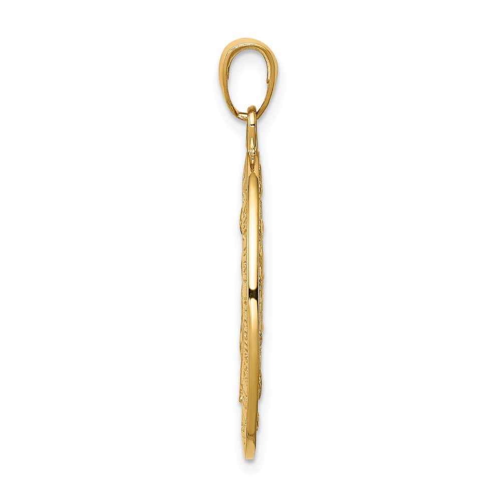 10K Yellow Gold Satin and Polished Finish Oval Miraculous Medal