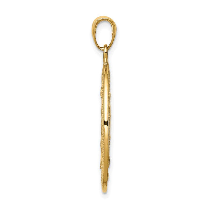 10K Yellow Gold Satin and Polished Finish Oval Miraculous Medal