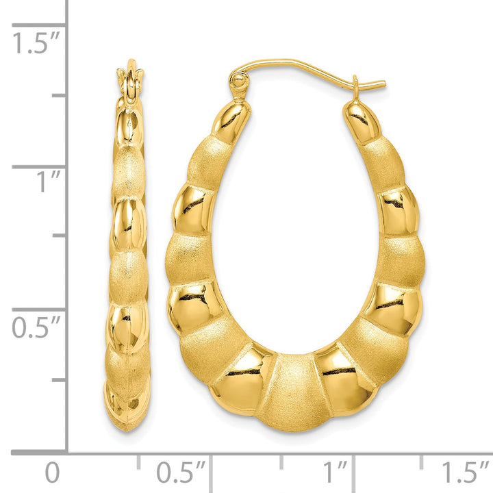 10k Yellow Gold Satin and Polished Hollow Fancy Earrings