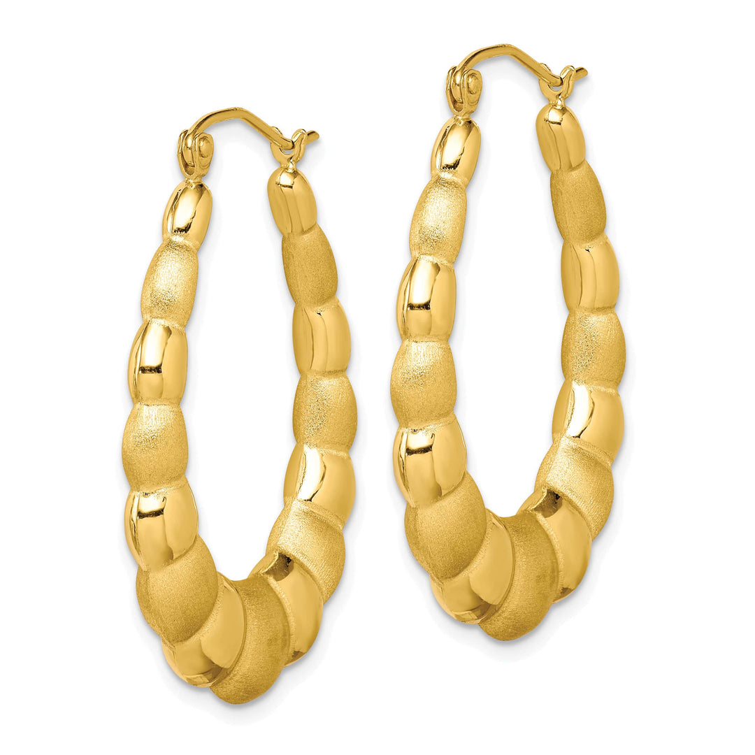 10k Yellow Gold Satin and Polished Hollow Fancy Earrings