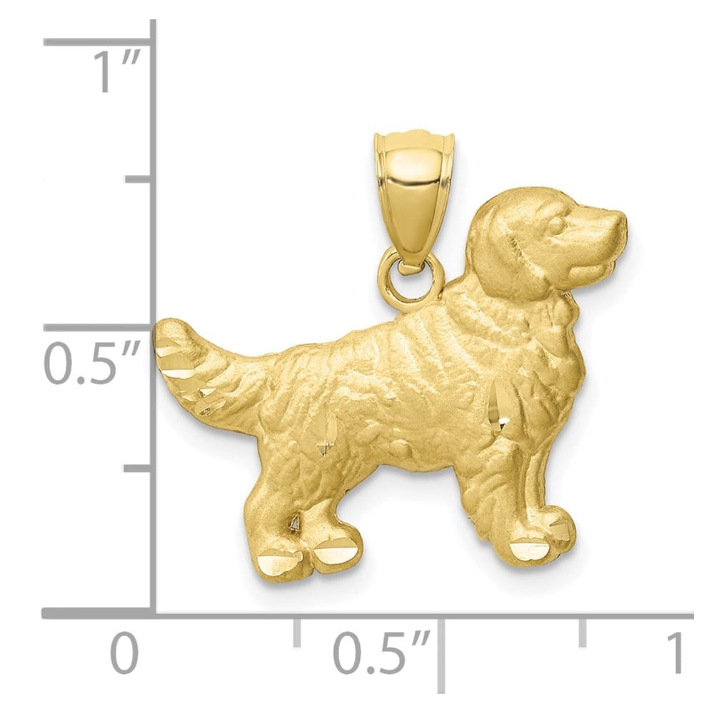 10K Yellow Gold Satin D.C. Extra Large Golden Retriever Dog Pendant