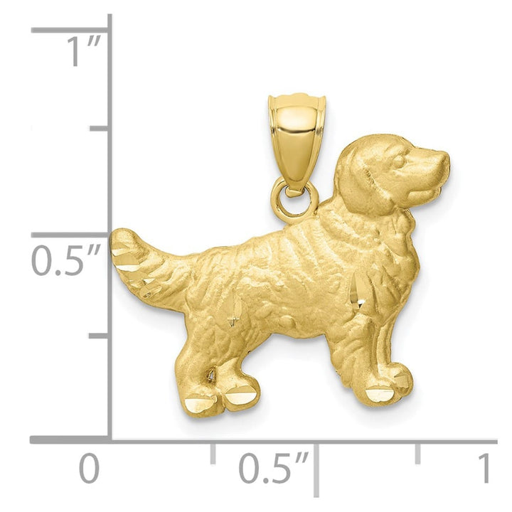 10K Yellow Gold Satin D.C. Extra Large Golden Retriever Dog Pendant