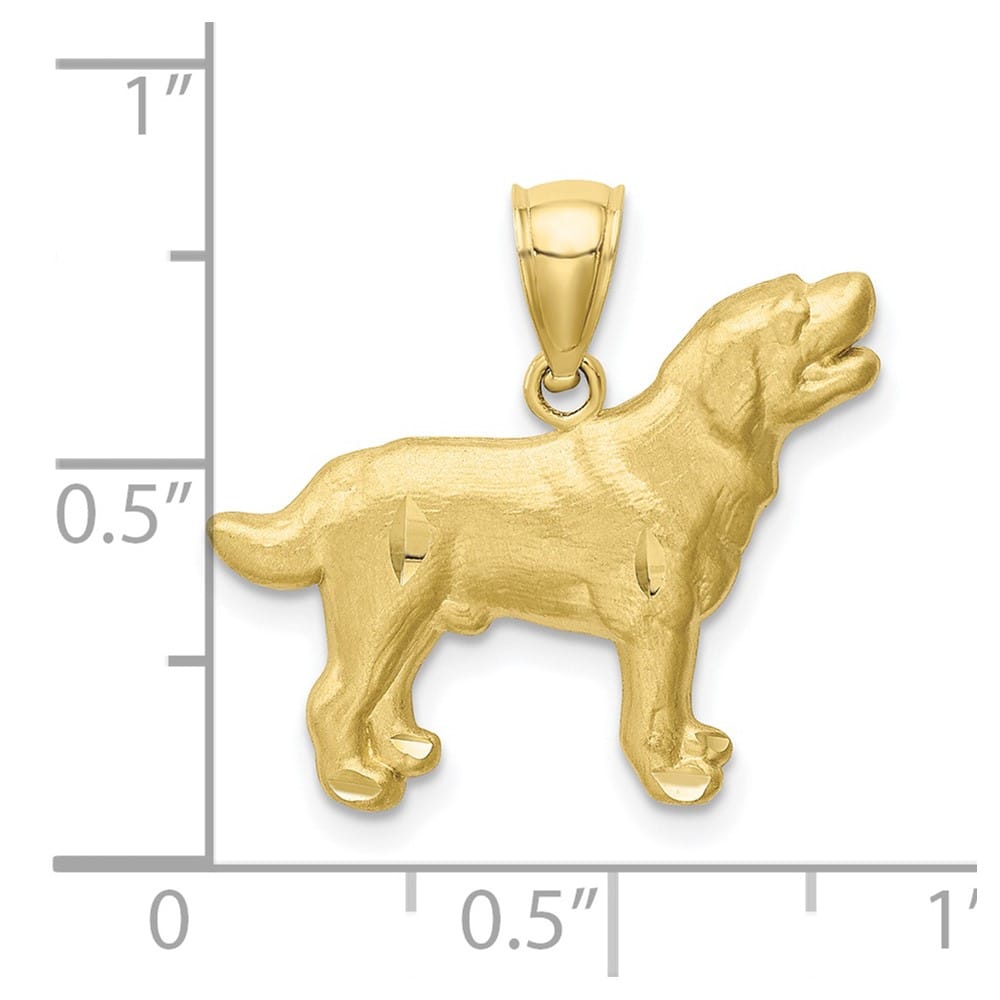 10K Yellow Gold Satin D.C. Extra Large Labrador Retriever Dog Pendant
