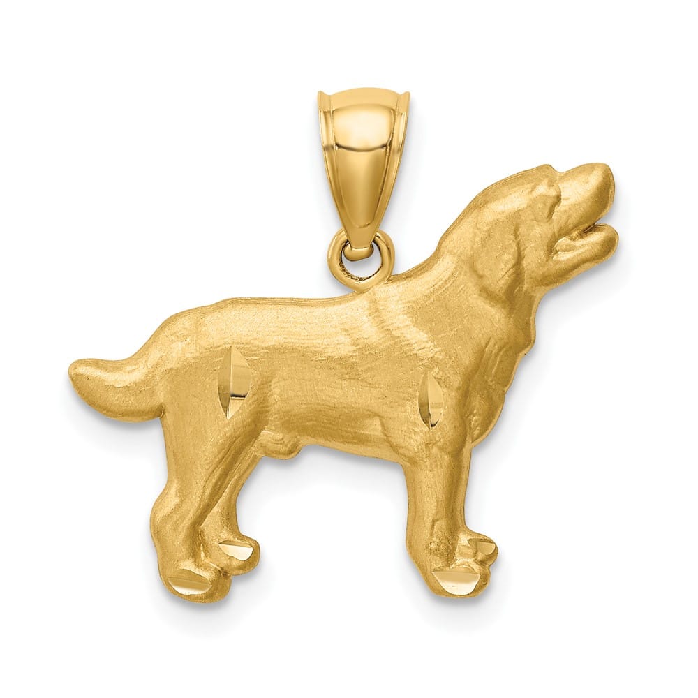 10K Yellow Gold Satin D.C. Extra Large Labrador Retriever Dog Pendant