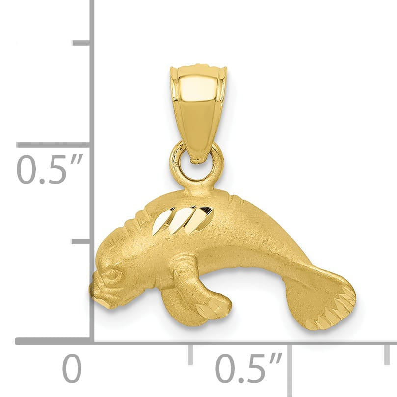 10K Yellow Gold Satin D.C. Manatee Pendant