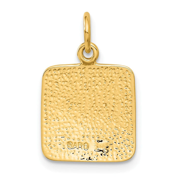 10K Yellow Gold Satin D.C. Square Angel Charm