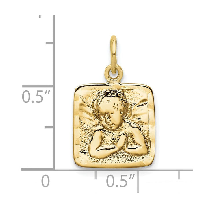 10K Yellow Gold Satin D.C. Square Angel Charm