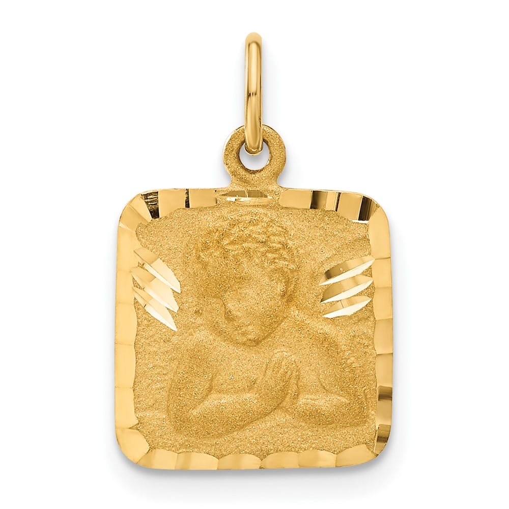 10K Yellow Gold Satin D.C. Square Angel Charm