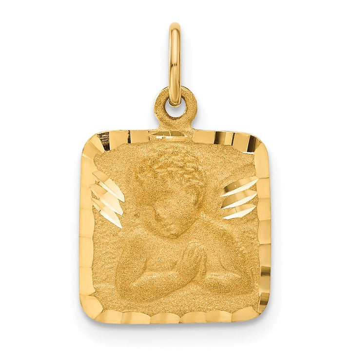 10K Yellow Gold Satin D.C. Square Angel Charm