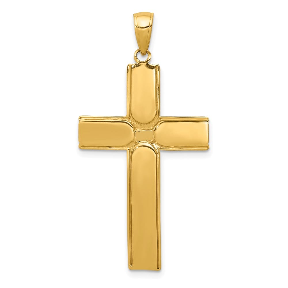 10K Yellow Gold Satin Extra Large Finish Latin Crucifix Pendant